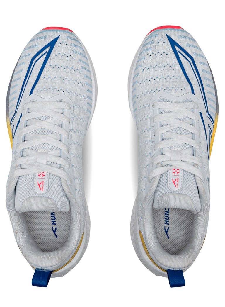HUNDRED Hundred Sprintpace  Multipurpose Shoes | Running, Walking, Training, Gym & Jogging | Active Grip | HexaFoam Technology |Carbon Fibre Support Plate (White/Blue/Orange Red - EUR 43)  - Image 4
