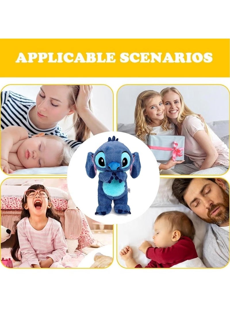 Calming Relief Plush Toys - Breathing Cartoon Anxiety Relief Plush Toy Anxietys Relief Soothing Cartoon Stuffed Animal with Music Lights and Rhythmic Breathing Motion for Kids Sleeping, Baby Boy Girl Plush Toy, Blue, 30cm - Image 5