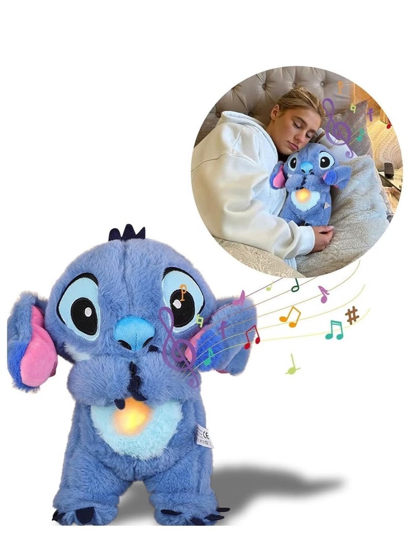 Calming Relief Plush Toys - Breathing Cartoon Anxiety Relief Plush Toy Anxietys Relief Soothing Cartoon Stuffed Animal with Music Lights and Rhythmic Breathing Motion for Kids Sleeping, Baby Boy Girl Plush Toy, Blue, 30cm - Image 2