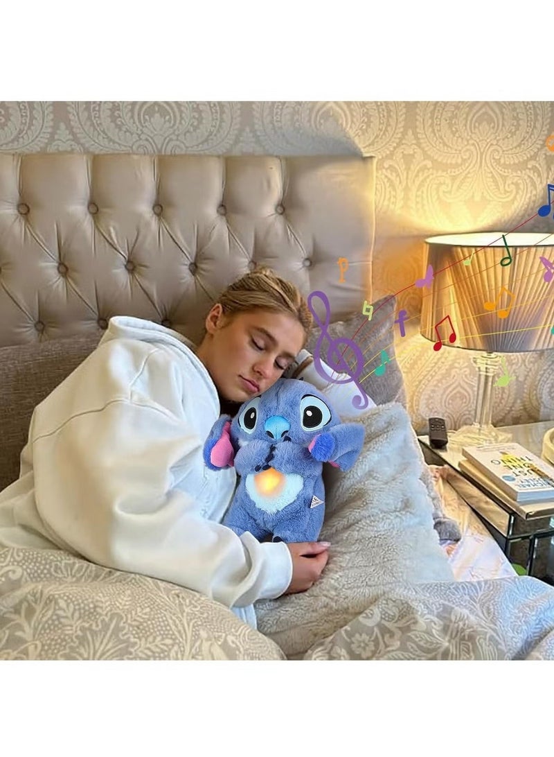 Calming Relief Plush Toys - Breathing Cartoon Anxiety Relief Plush Toy Anxietys Relief Soothing Cartoon Stuffed Animal with Music Lights and Rhythmic Breathing Motion for Kids Sleeping, Baby Boy Girl Plush Toy, Blue, 30cm - Image 3