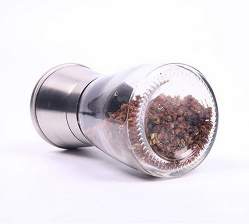 Blue Snail Stainless Steel Manual Grips Glass Salt Pepper Grinder Seasoning Bottle (5.1", Silver) - Image 5