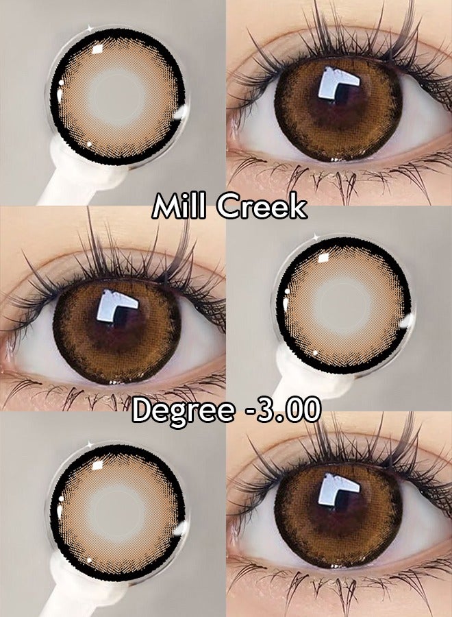 Mill creek Color Contact Lenses 14.5MM HEMA+NVP Yearly Use 1 pair of 2 Saint Deer Brown Glasses - Image 1