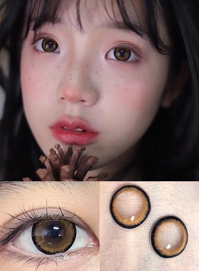 Mill creek Color Contact Lenses 14.5MM HEMA+NVP Yearly Use 1 pair of 2 Saint Deer Brown Glasses - Image 3