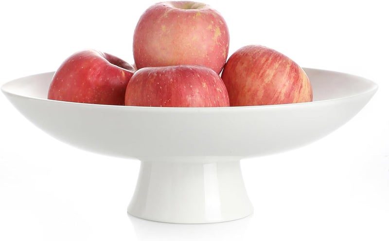Kanwone Large Fruit Bowl for Kitchen Counter  Decorative Bowls for Home Dcor  Ceramic Fruit Bowl Pedestal Bowl  Modern Key Bowl for Entryway Table  115 Inches White - Image 1