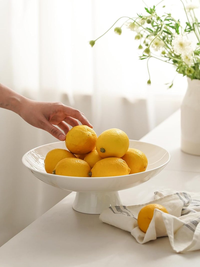 Kanwone Large Fruit Bowl for Kitchen Counter  Decorative Bowls for Home Dcor  Ceramic Fruit Bowl Pedestal Bowl  Modern Key Bowl for Entryway Table  115 Inches White - Image 4