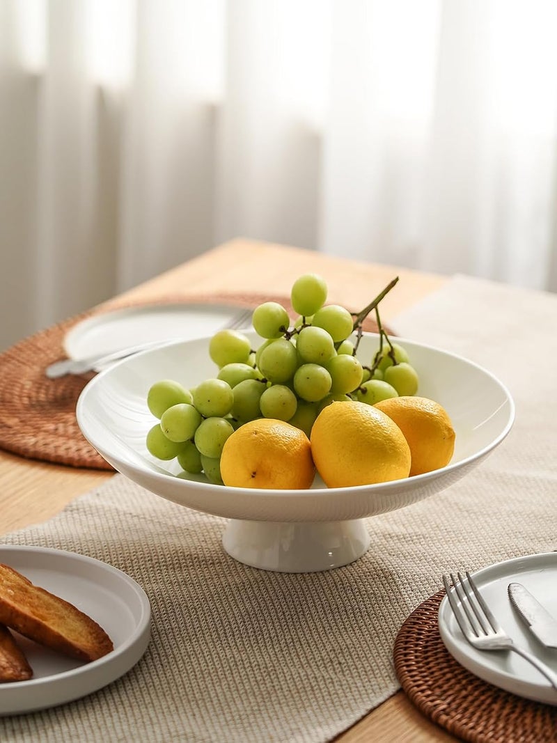 Kanwone Large Fruit Bowl for Kitchen Counter  Decorative Bowls for Home Dcor  Ceramic Fruit Bowl Pedestal Bowl  Modern Key Bowl for Entryway Table  115 Inches White - Image 3