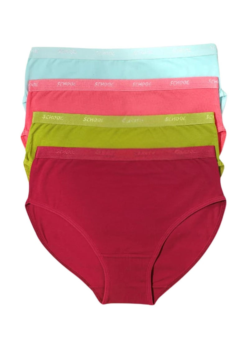 School Pack of 4 Cotton Brief Panties Underwear for Women - Image 1