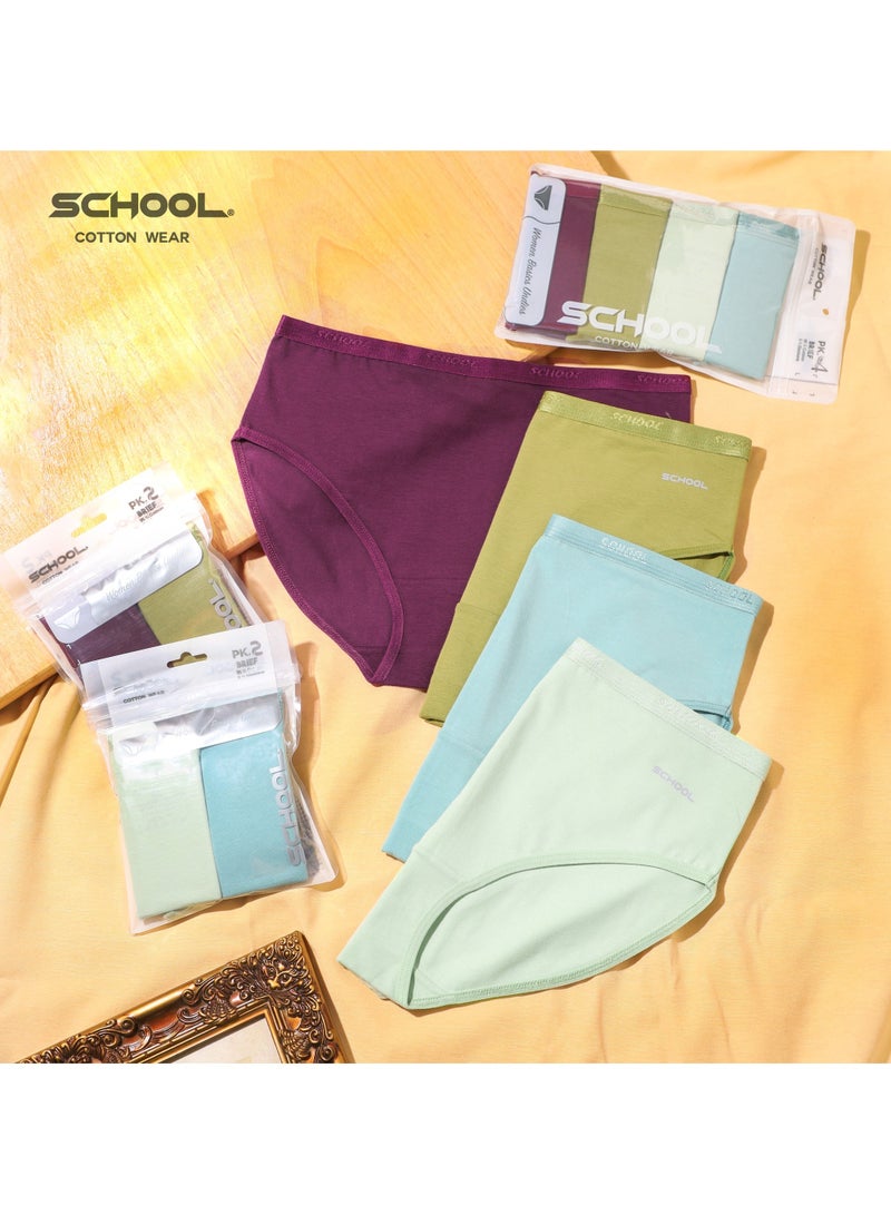 School Pack of 4 Cotton Brief Panties Underwear for Women - Image 2