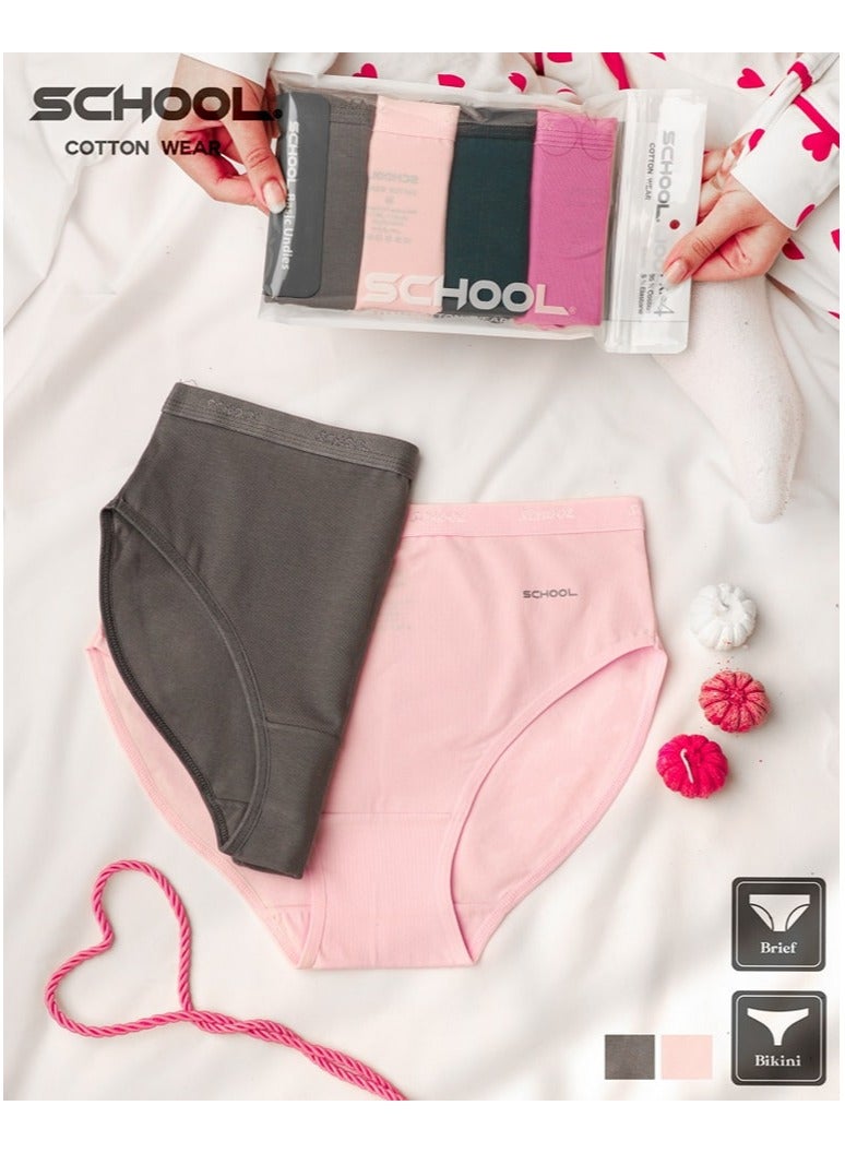 School Pack of 4 Cotton Brief Panties Underwear for Women - Image 4