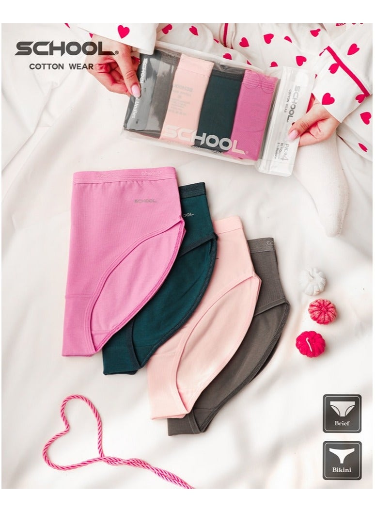 School Pack of 4 Cotton Brief Panties Underwear for Women - Image 5