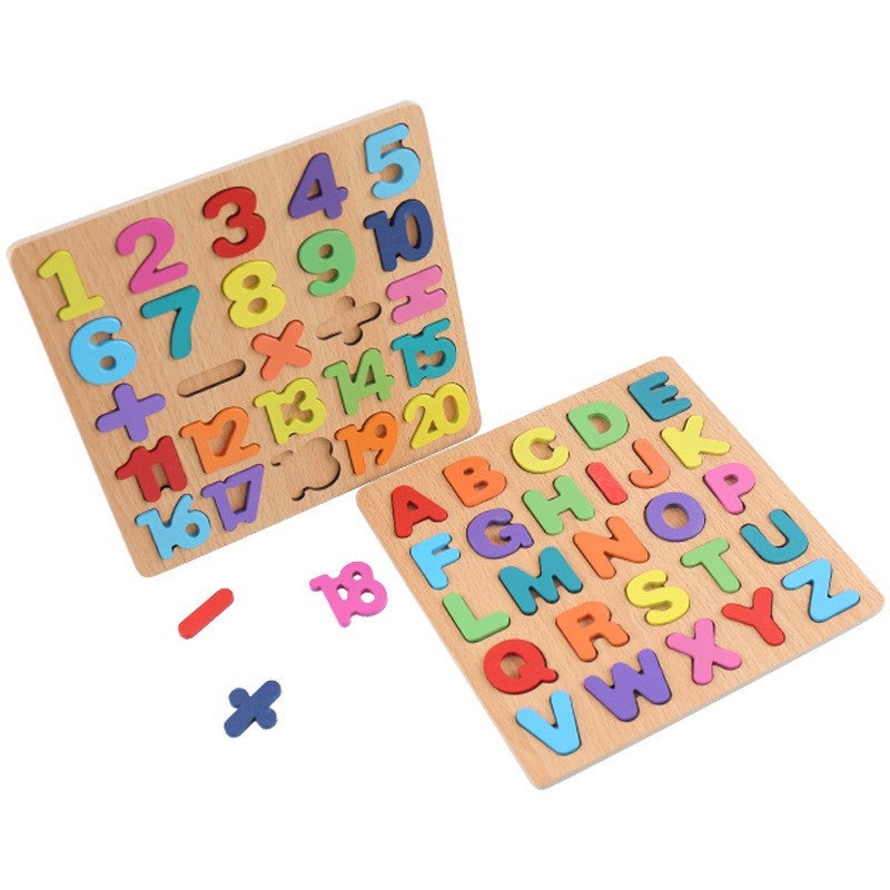 Children'S Wooden Digital Board Puzzle Puzzle Puzzle Geometric Shape Matching Hand Grip Panel Enlightenment Educational Toys - Image 1