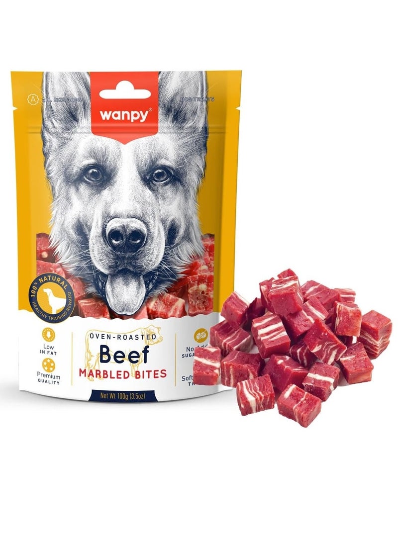 Wanpy Oven Roasted Beef Marbled Bites Dog Treats 100g 