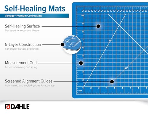 Dahle Vantage 10691 Premium Self-Healing Cutting Mat, 12"x18", 1/2" Grid, 5 Layers for Max Healing, Perfect for Crafts & Sewing, Blue - Image 4
