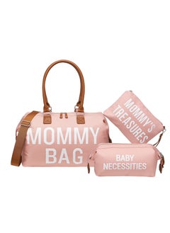 Diaper Bag Tote for Girls with 2 Organizer Pouches, Large Capacity Mommy Hospital and Weekender Travel, Functional Baby Bag, Pink