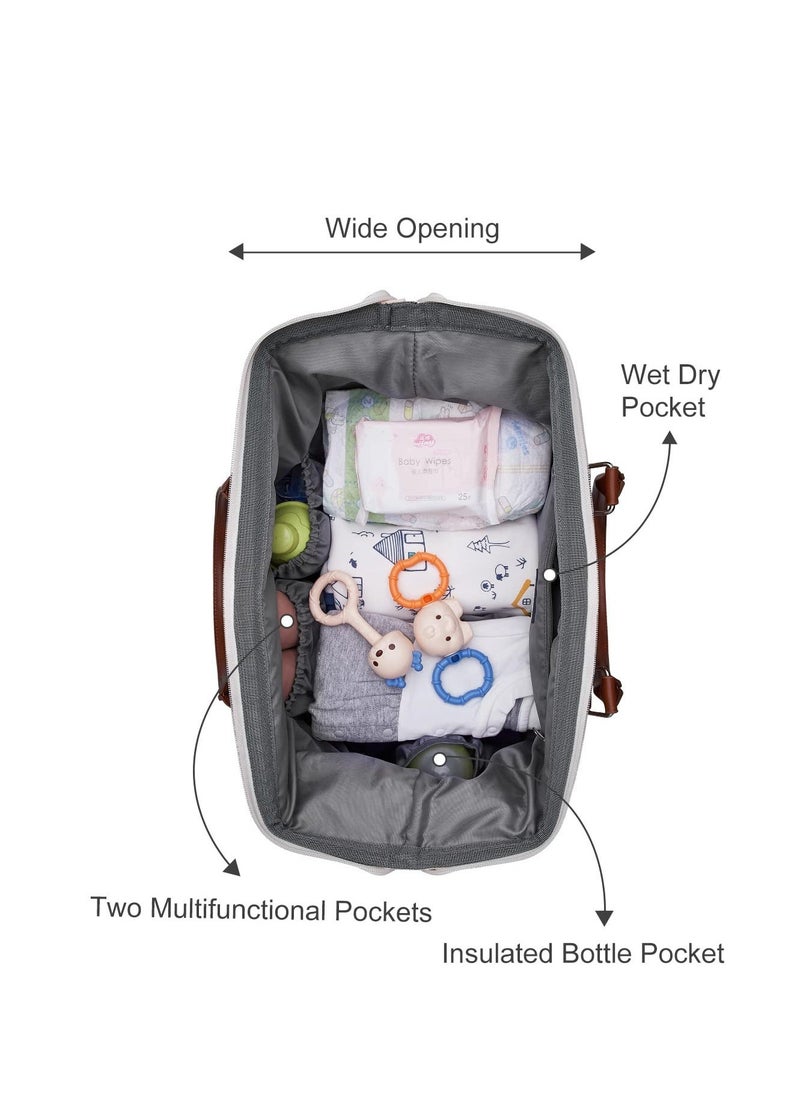Y&D - Diaper Bag Tote for Girls with 2 Organizer Pouches, Large Capacity Mommy Hospital and Weekender Travel, Functional Baby Bag, Pink - Image 1