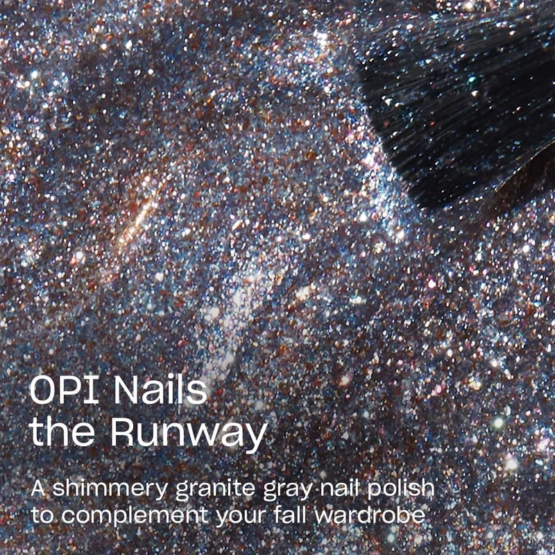 OPI Nail Lacquer OPI Nails the Runway | Opaque Muted Gray Shimmer Chip Resistant Nail Polish | Muse of Milan Collection - Image 2