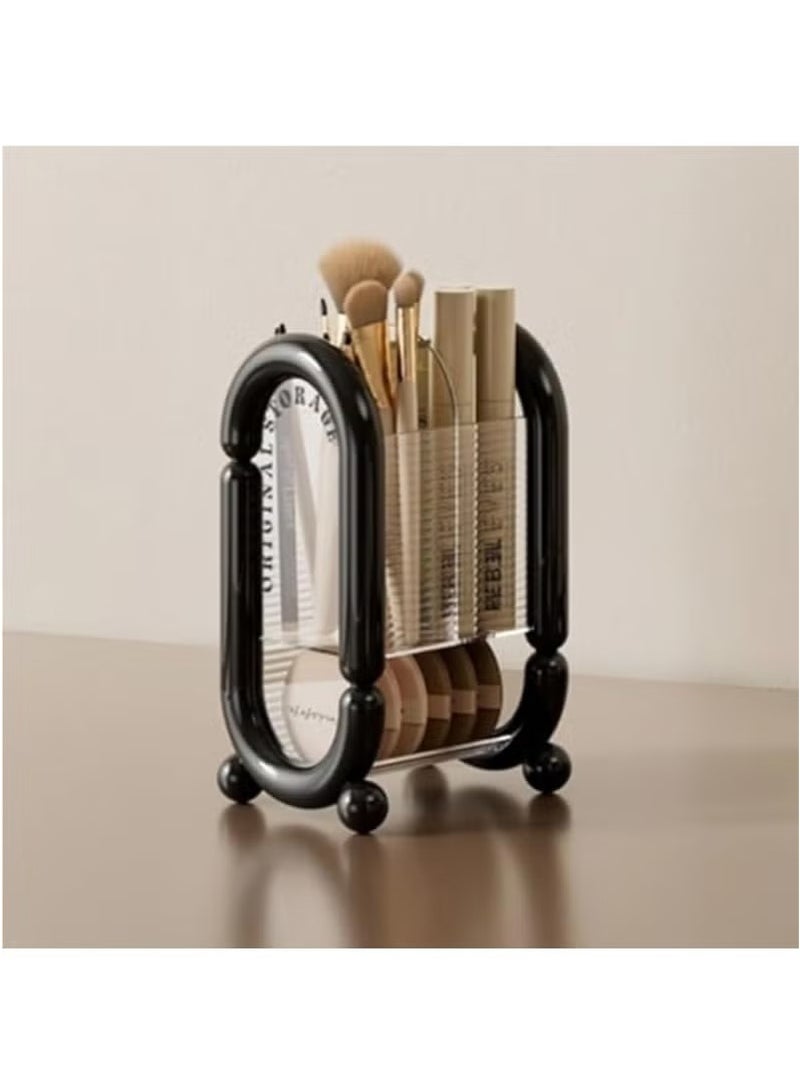 Beauenty Makeup Brush Holder Cosmetic Tool Storage Makeup Brush Organizer for Powder Puff Brush Eyeliner Bathroom Counter Dresser Bedroom Storage (Black) - Image 1