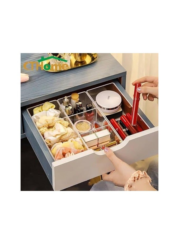 Set of 3 Stackable Makeup Organizer 3 Deep Acrylic Cosmetic Storage Drawers and 9 Mesh Lipstick Holders Jewelry Display Boxes Bathroom Cabinet Organizer - Image 3