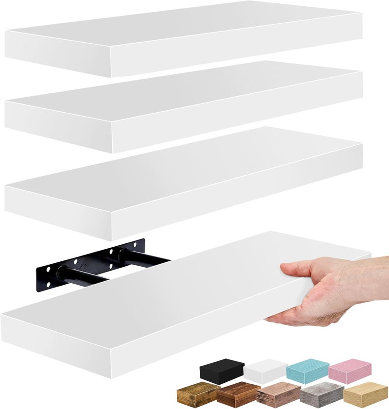Sorbus Floating Shelves for Wall, Bathroom Shelves Wall Mounted for Kitchen, Bedroom, Living Room, Bathroom Storage, Over Toilet, Hanging Book Shelf for Wall Home Decor (4 Pack) - Image 1