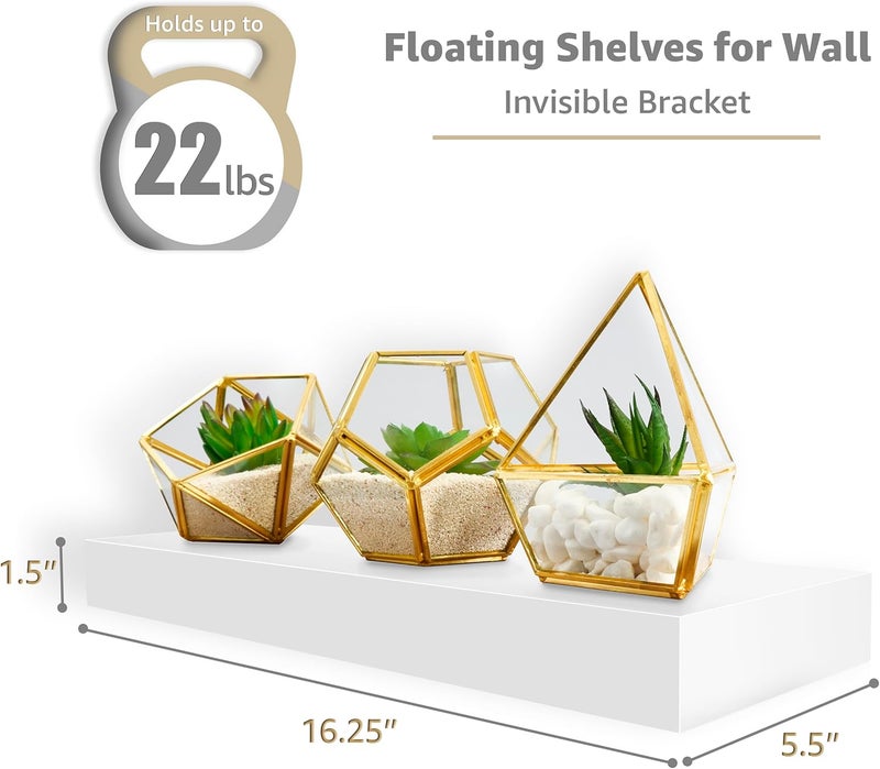 Sorbus Floating Shelves for Wall, Bathroom Shelves Wall Mounted for Kitchen, Bedroom, Living Room, Bathroom Storage, Over Toilet, Hanging Book Shelf for Wall Home Decor (4 Pack) - Image 3