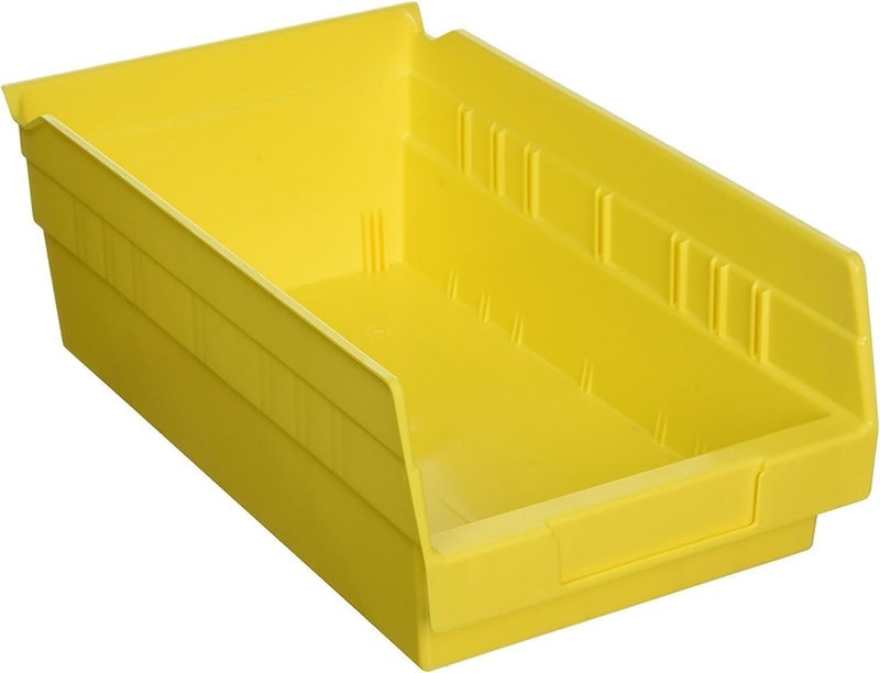 Akro-Mils 30130 Plastic Shelf Bins, Heavy Duty Storage Bins for Garage, Closet, and Drawer Organization, 12-Inch x 6-1/2-Inch x 4-Inch, Yellow, 12-Pack - Image 1