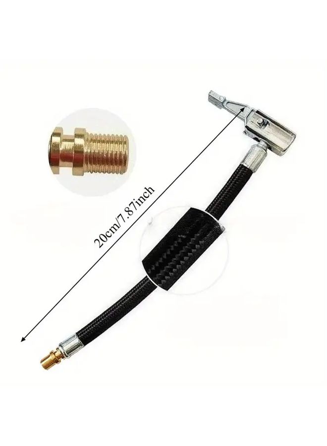 20cm Black Braided Rubber Tire Inflation Hose with Nozzle Air Compressor - Image 2