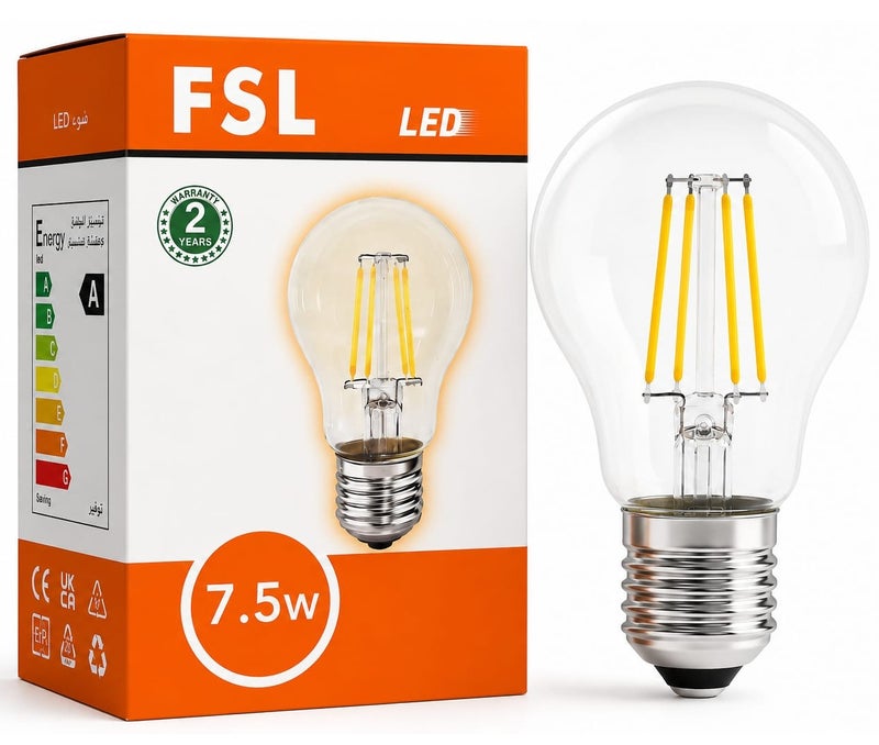إف اس إل لمبة LED فيلمنت 7.5 واط إضاءة دافئة 2700K موفرة للطاقة - Image 1