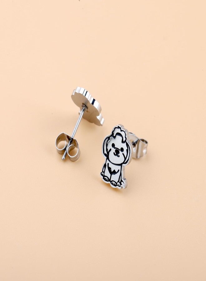 AKTAP Shih Tzu Dog Stud Earrings Shih Tzu Gifts Shih Tzu Jewelry for Dog Mom Shih Tzu Lover Gift (Shih Tzu Dog Earrings) - Image 2
