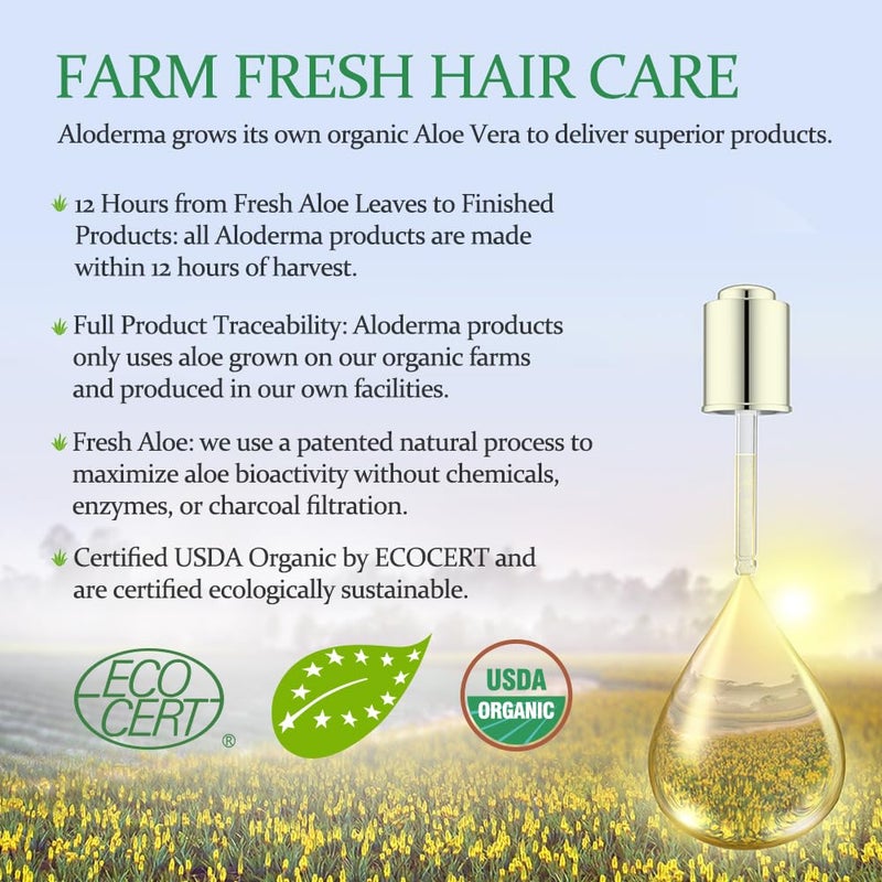 Aloderma Aloe Nourishing Hair Conditioner Made with Fresh Organic Aloe Vera for Dry, Damaged Hair - Deeply Hydrates and Nourishes Hair and Scalp, Leaving it Soft & Refreshed - Crambe Seed Oil - 16oz - Image 5