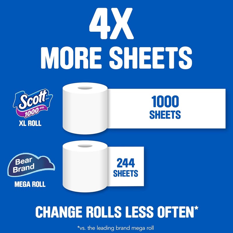 Scott 1000 Toilet Paper, 18 Rolls, Septic-Safe, 1-Ply Toilet Tissue - Image 4