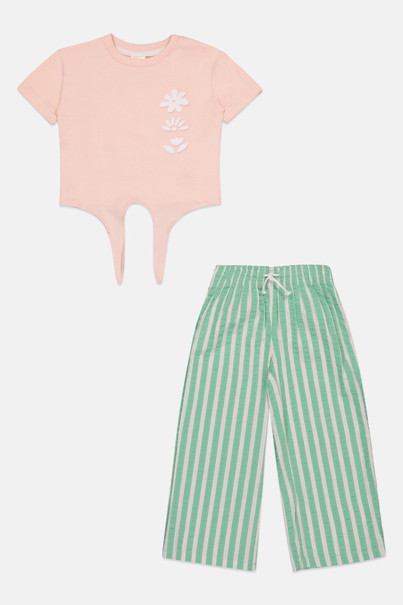 MISS Toddlers Girl 2 Pieces Graphic Print T-Shirt And Palazzo Pants Set, Multicolor - Image 2