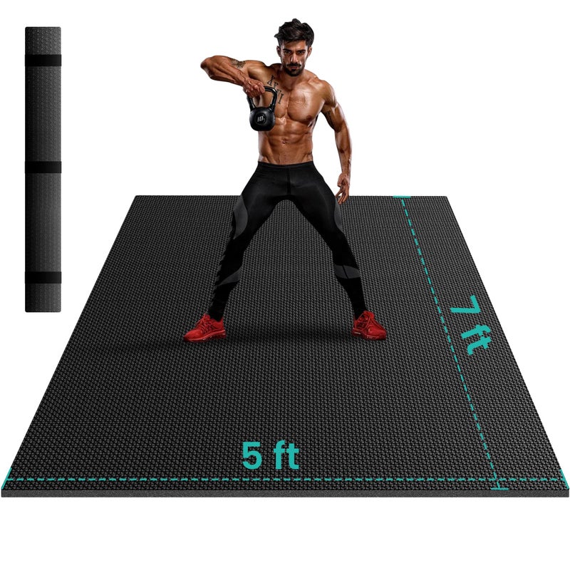 Stepwaver Extra Large Exercise Mat, 7'x5'x8mm (1/3 inch), Non-Slip, Ultra Durable, Thick Large Workout Mat for Home Workouts, Yoga Mats for Fitness, High-Density Exercise Mat, Shoes-Friendly - Image 1
