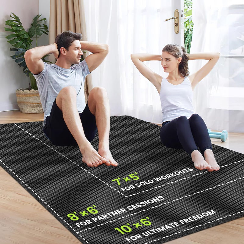 Stepwaver Extra Large Exercise Mat, 7'x5'x8mm (1/3 inch), Non-Slip, Ultra Durable, Thick Large Workout Mat for Home Workouts, Yoga Mats for Fitness, High-Density Exercise Mat, Shoes-Friendly - Image 2