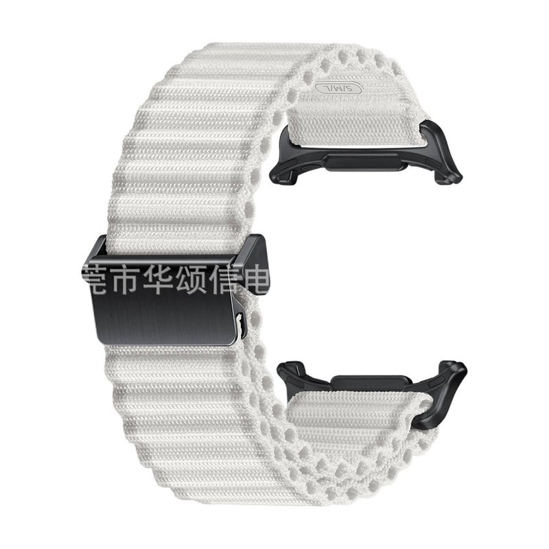 LL White Nylon Loop Strap Smartwatch Band Compatible with Samsung Galaxy Watch Ultra with Adjustable Fit Replacement Strap for Daily Wear - Image 1