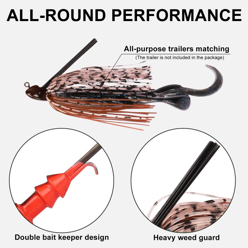 TRUSCEND Flipping Jigs Fishing Lures with Teflon Coated Ultra Smooth Sharp BKK Hook, Multi-Color Skirted Bass Jigs Tied with Stainless Steel Wire, Weedless Bass Baits Fishing Jigs Easily Used 3/8oz - Image 4