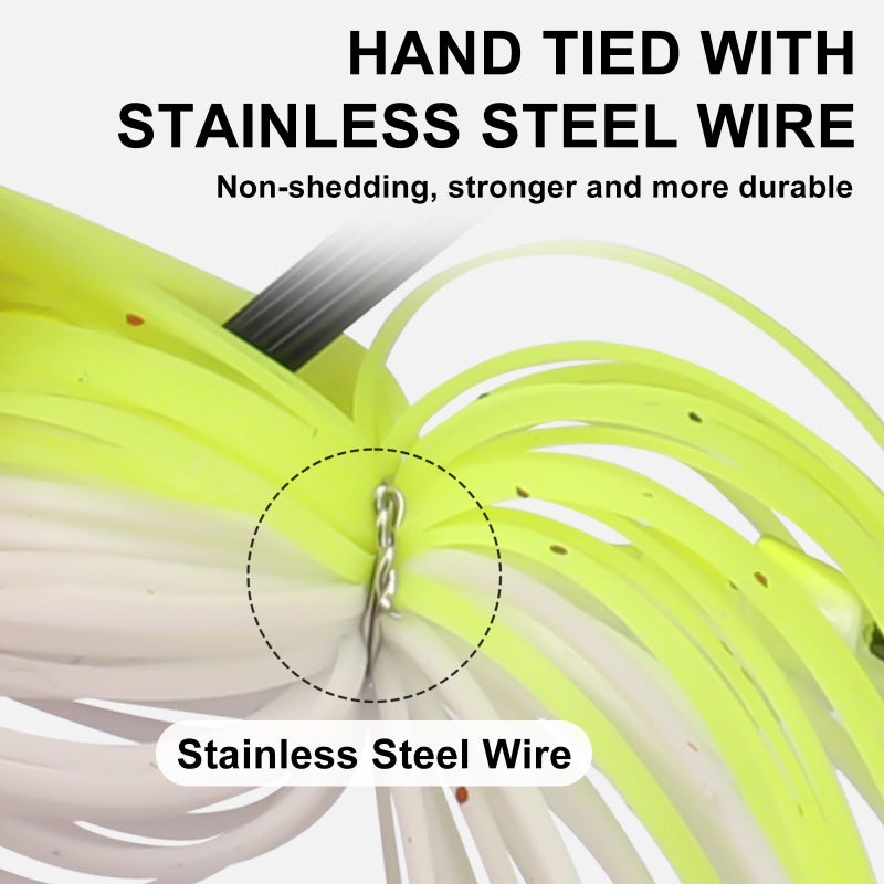 TRUSCEND Flipping Jigs Fishing Lures with Teflon Coated Ultra Smooth Sharp BKK Hook, Multi-Color Skirted Bass Jigs Tied with Stainless Steel Wire, Weedless Bass Baits Fishing Jigs Easily Used 3/8oz - Image 3