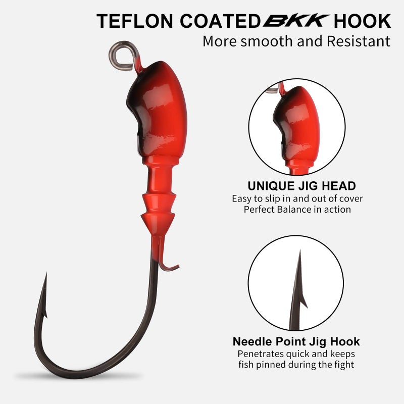 TRUSCEND Flipping Jigs Fishing Lures with Teflon Coated Ultra Smooth Sharp BKK Hook, Multi-Color Skirted Bass Jigs Tied with Stainless Steel Wire, Weedless Bass Baits Fishing Jigs Easily Used 3/8oz - Image 2