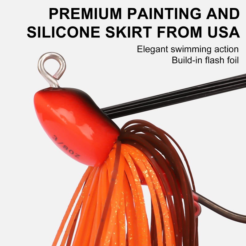 TRUSCEND Flipping Jigs Fishing Lures with Teflon Coated Ultra Smooth Sharp BKK Hook, Multi-Color Skirted Bass Jigs Tied with Stainless Steel Wire, Weedless Bass Baits Fishing Jigs Easily Used 3/8oz - Image 5