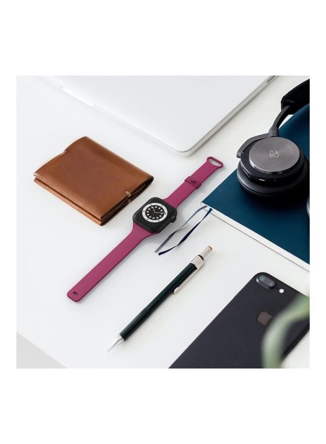 NIBEMINENT TPU Sliding Buckle Replacement Strap Watchband For Apple Watch Series 1/2/3/4/5/6/7/SE 38-40-41mm Wine Red  - Image 4