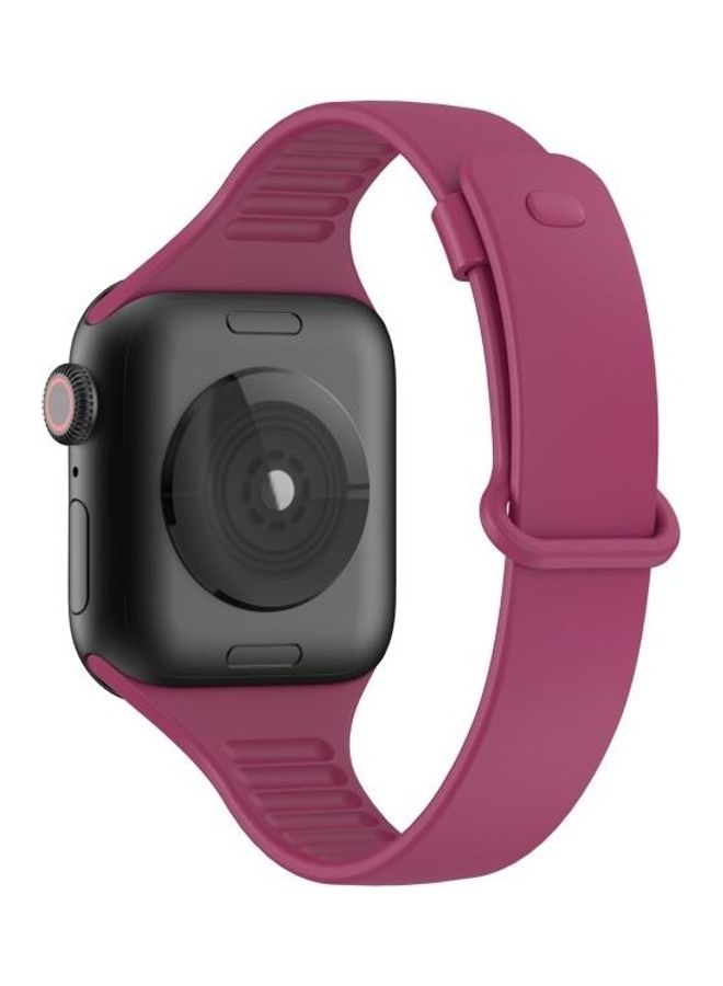 NIBEMINENT TPU Sliding Buckle Replacement Strap Watchband For Apple Watch Series 1/2/3/4/5/6/7/SE 38-40-41mm Wine Red  - Image 3