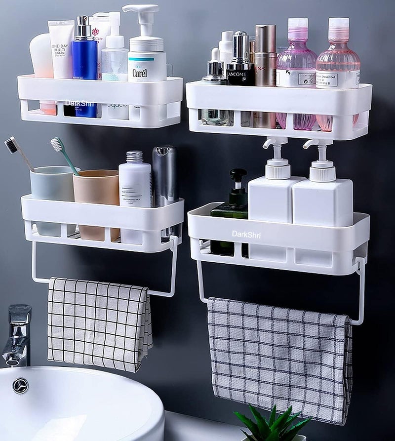 DarkShri 4-Pack Plastic Wall Corner Shelf, Contemporary Style, Bathroom/Kitchen Corner Wall Mount Holder, Self-Adhesive, Quick Draining, Humidity-Resistant - Image 4