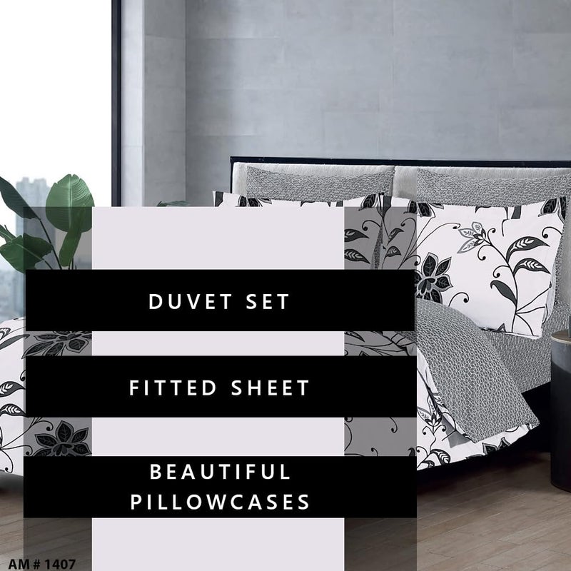 Amali  6 Pieces Bedsheet Set King Size (200 x 200+35cm) Polycotton Including 1 Duvet Cover 1 Fitted Sheet 2 Oxford & 2 Standard Pillowcases Durable & LongLasting Quality - Image 3