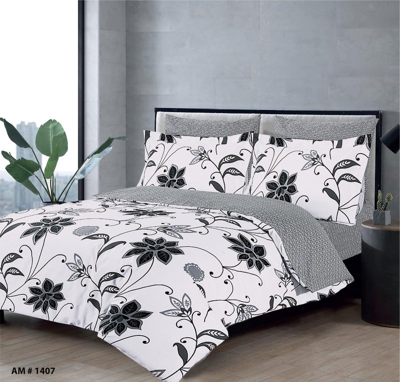 Amali  6 Pieces Bedsheet Set King Size (200 x 200+35cm) Polycotton Including 1 Duvet Cover 1 Fitted Sheet 2 Oxford & 2 Standard Pillowcases Durable & LongLasting Quality - Image 1