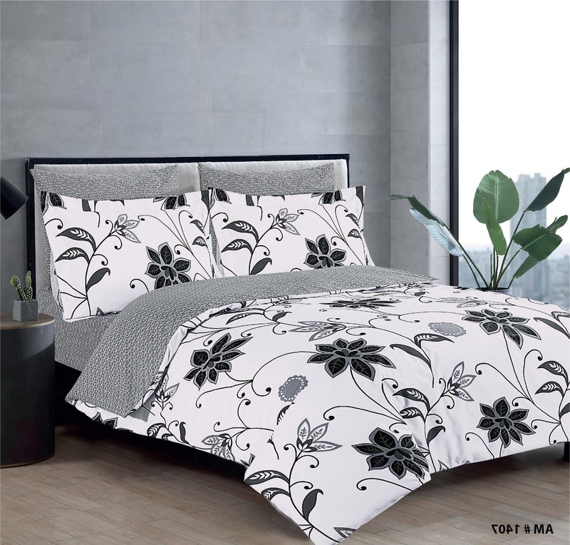 Amali  6 Pieces Bedsheet Set King Size (200 x 200+35cm) Polycotton Including 1 Duvet Cover 1 Fitted Sheet 2 Oxford & 2 Standard Pillowcases Durable & LongLasting Quality - Image 2