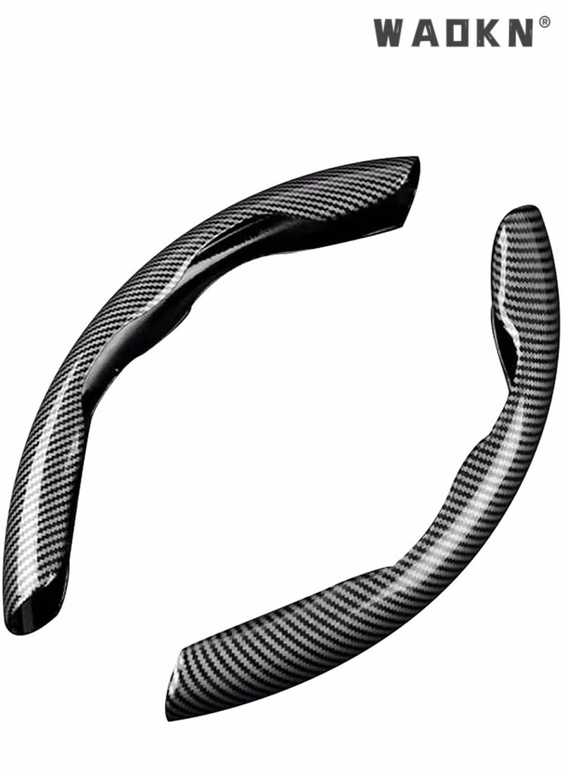 WAOKN Universal Car Steering Wheel Cover Carbon Fiber, Automobile Interior Accessories Sport Carbon Fiber Car Steering Wheel Cover Non-Slip Car Wheel Protector Universal for Diameter 38cm (Black)  - Image 1