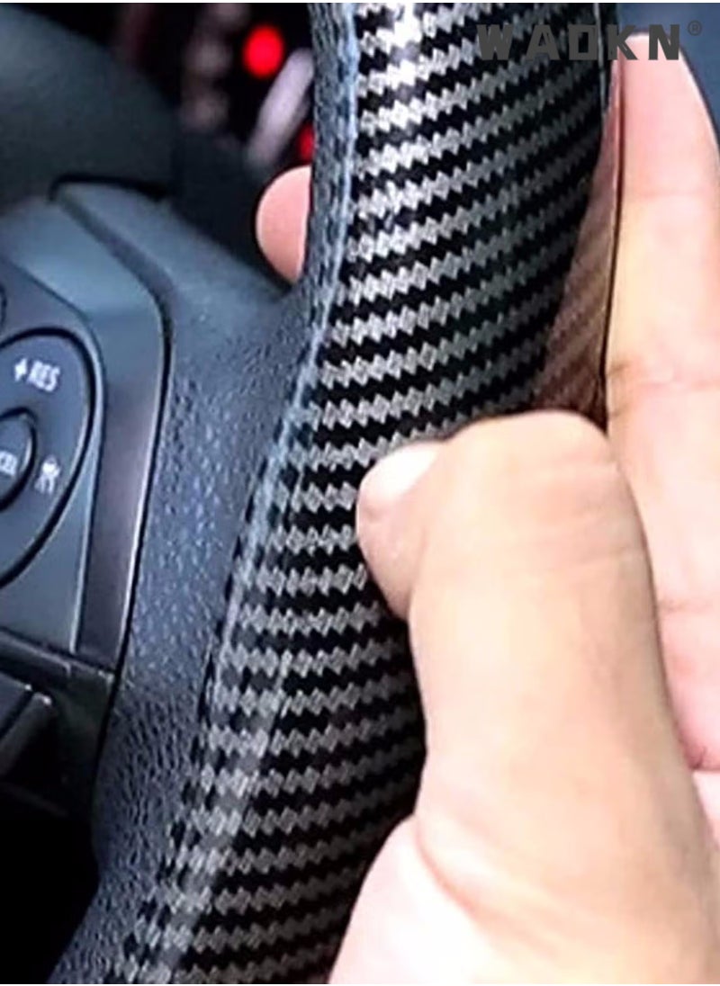 WAOKN Universal Car Steering Wheel Cover Carbon Fiber, Automobile Interior Accessories Sport Carbon Fiber Car Steering Wheel Cover Non-Slip Car Wheel Protector Universal for Diameter 38cm (Black)  - Image 5