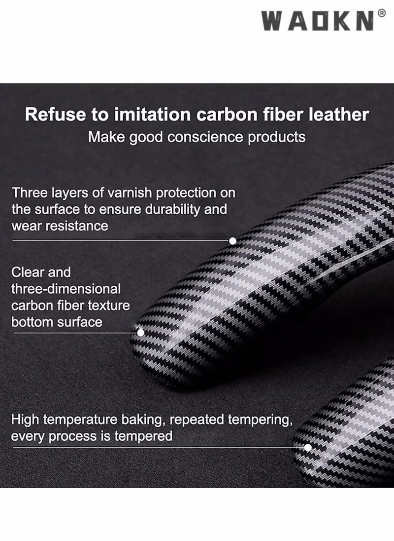 WAOKN Universal Car Steering Wheel Cover Carbon Fiber, Automobile Interior Accessories Sport Carbon Fiber Car Steering Wheel Cover Non-Slip Car Wheel Protector Universal for Diameter 38cm (Black)  - Image 4