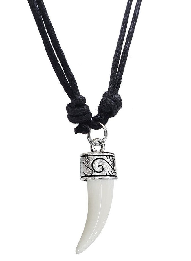 Bijoux De Ja قلادة معلق بها سن ذئب مع تاج مجعد، حبل قابل للتعديل - Image 2