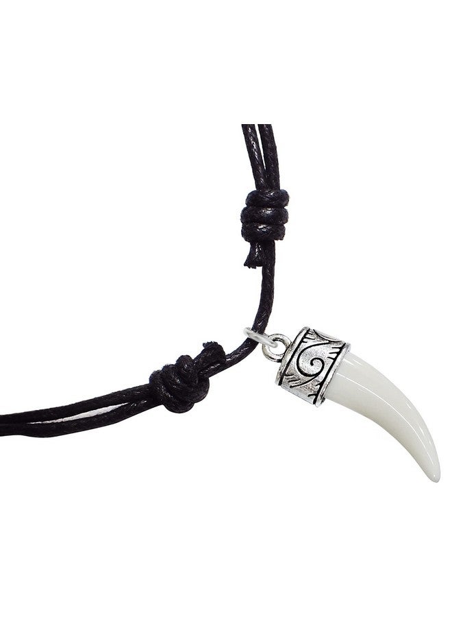 Bijoux De Ja قلادة معلق بها سن ذئب مع تاج مجعد، حبل قابل للتعديل - Image 3