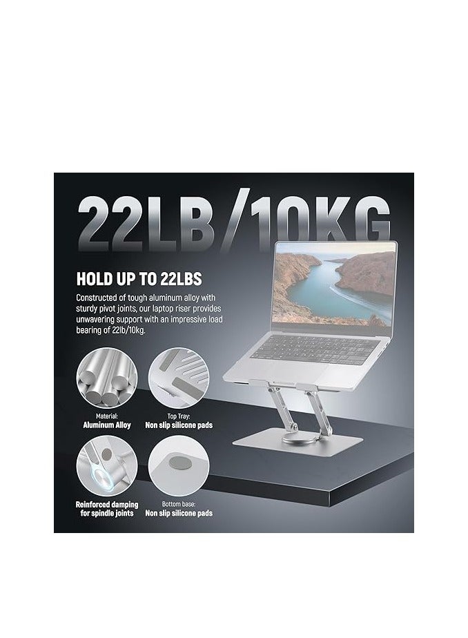 OTREST Adjustable Laptop Stand for Desk, Foldable Ergonomic Laptop Riser, 360° Swivel Portable Aluminum Alloy Computer Stand Compatible with MacBook Air/Pro Lenovo Razer, All 10"-16" Notebooks, CP02S - Image 2